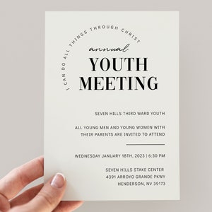 2023 Annual Youth Meeting Invitation | LDS Youth 2023 Theme | I Can Do All Things Through Christ | LDS Youth Invite