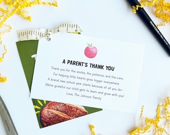 Parents Thank You Card for Teacher | Child Care Educator Gift Tag | Teacher Thank You Card Tag