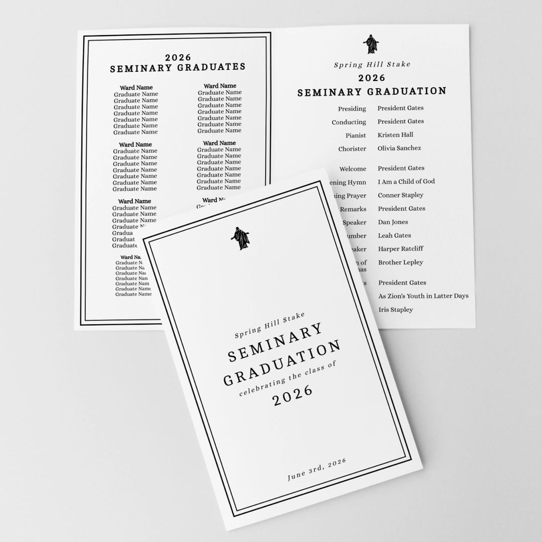Church Graduation Program Example Full Page LDS Seminary Graduation Program Printable | LDS Youth Grad ...