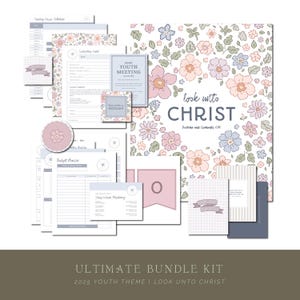 2025 LDS Young Women Ultimate Bundle | Look Unto Christ | Doctrine and Covenants 6:36 | YW Editable Planner Kit and Bulletin Board