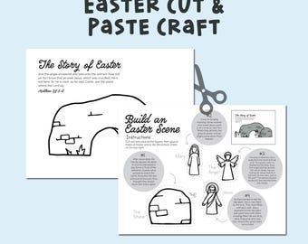 Manualidad de recortar y pegar la historia de Pascua: actividad infantil de Semana Santa (PDF imprimible)