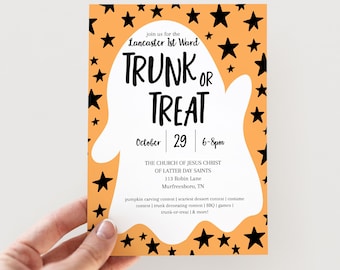 Trunk or Treat Invitation Instant Download |  Editable Halloween Trunk or Treat Flyer | Halloween Party Invitation