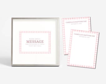 LDS Baptism Message Sign and Card Template, baptism scriptures sign printable, Simple Modern Girl Baptism decor, leave a message editable