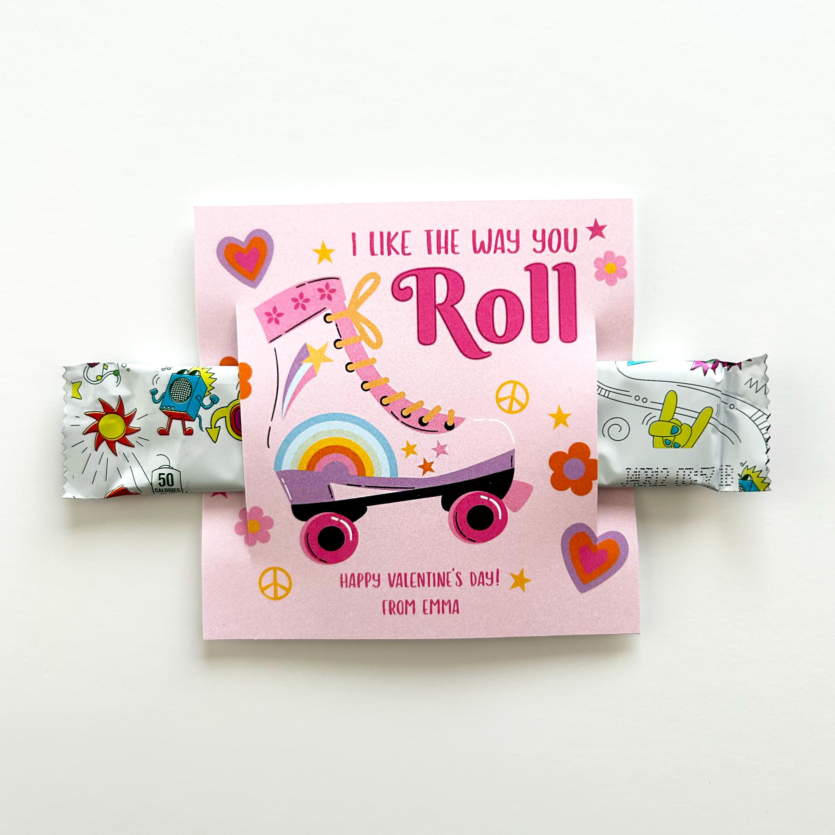 Roller Skate Valentine's Day Gift Tag Editable, I Like the Way You Roll ...
