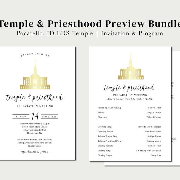 Lds Temple and Priesthood Preparation Printable Program Etsy