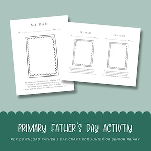 Imprimible para el Día del Padre SUD, página para colorear para niños, manualidad SUD para primaria, tarjeta de regalo para niños (PDF), etiqueta de regalo