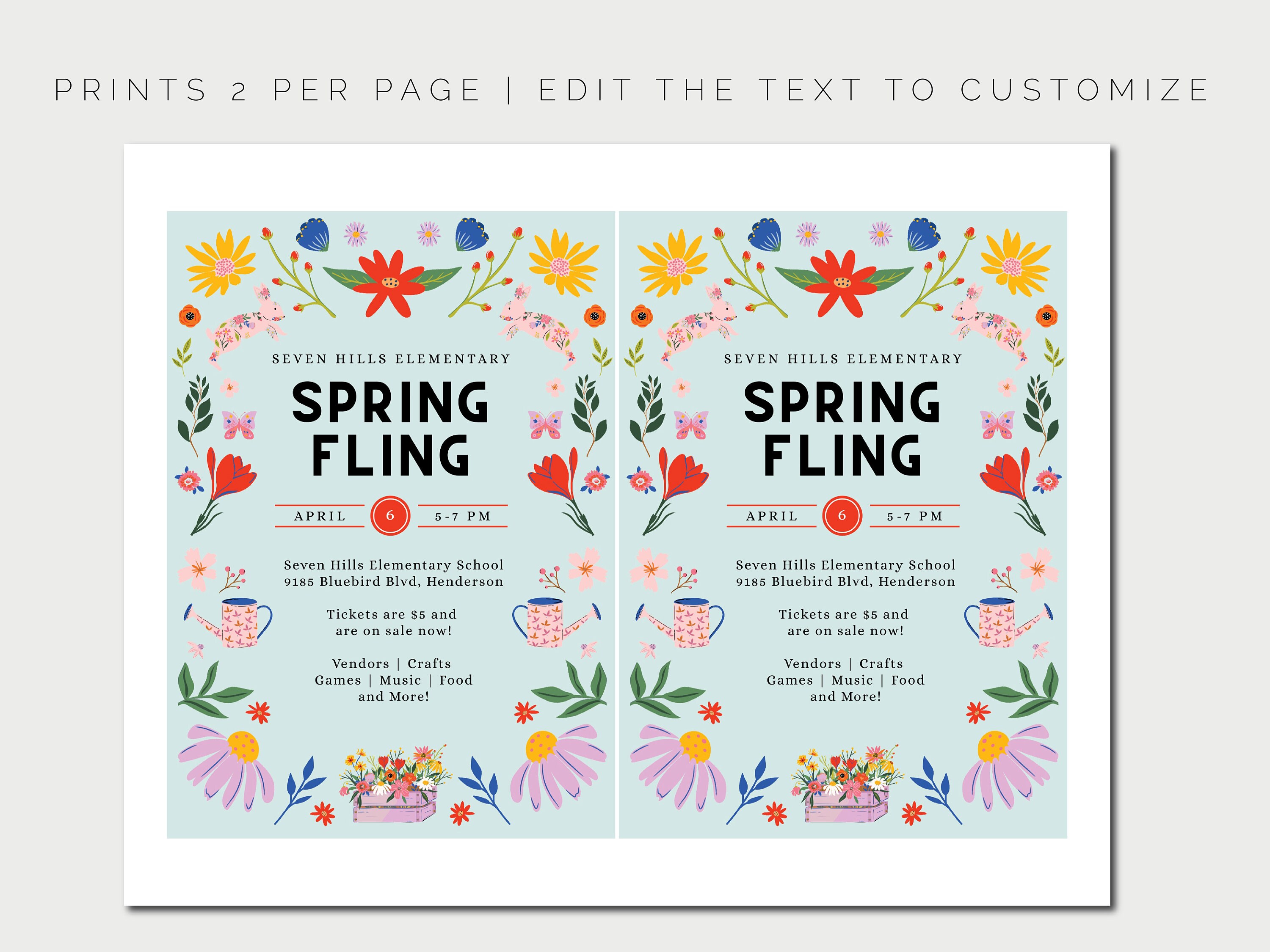 Spring Fling Printable Invitation Spring Invitation Spring Fling School Fundraiser Spring Fling ...
