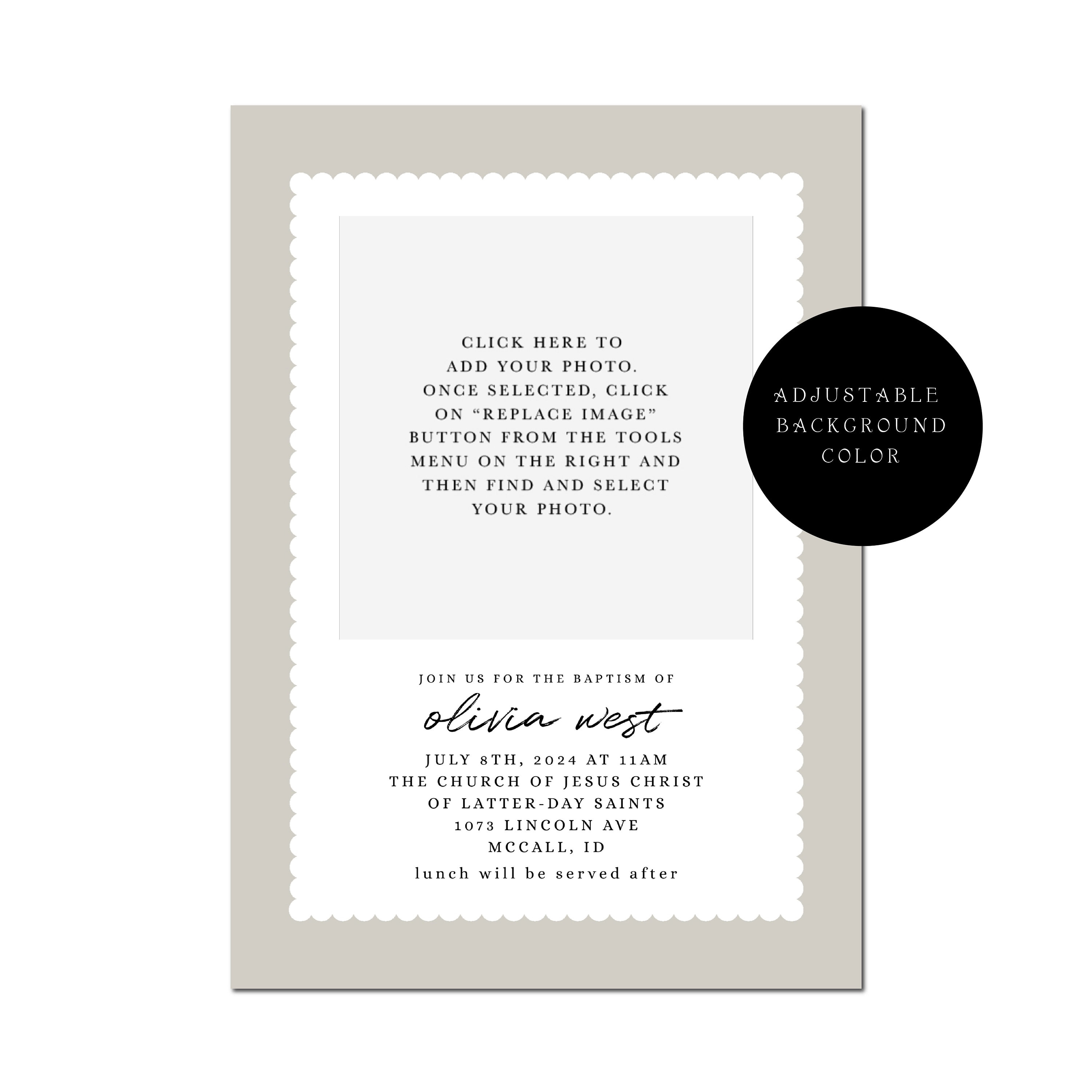 Editable Girl Pink LDS Baptism Invitation Template | Instant Download ...