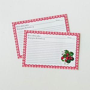 Strawberry Printable Vintage Retro Recipe Cards 4x6 PDF Retro Kitchen Decor DIY Recipe Template Instant Download Antique Style Recipe Cards
