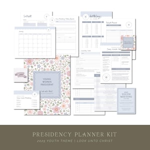 2025 LDS Young Women Presidency Binder Bundle | Look Unto Christ | Doctrine and Covenants 6:36 | YW Editable Planner Kit