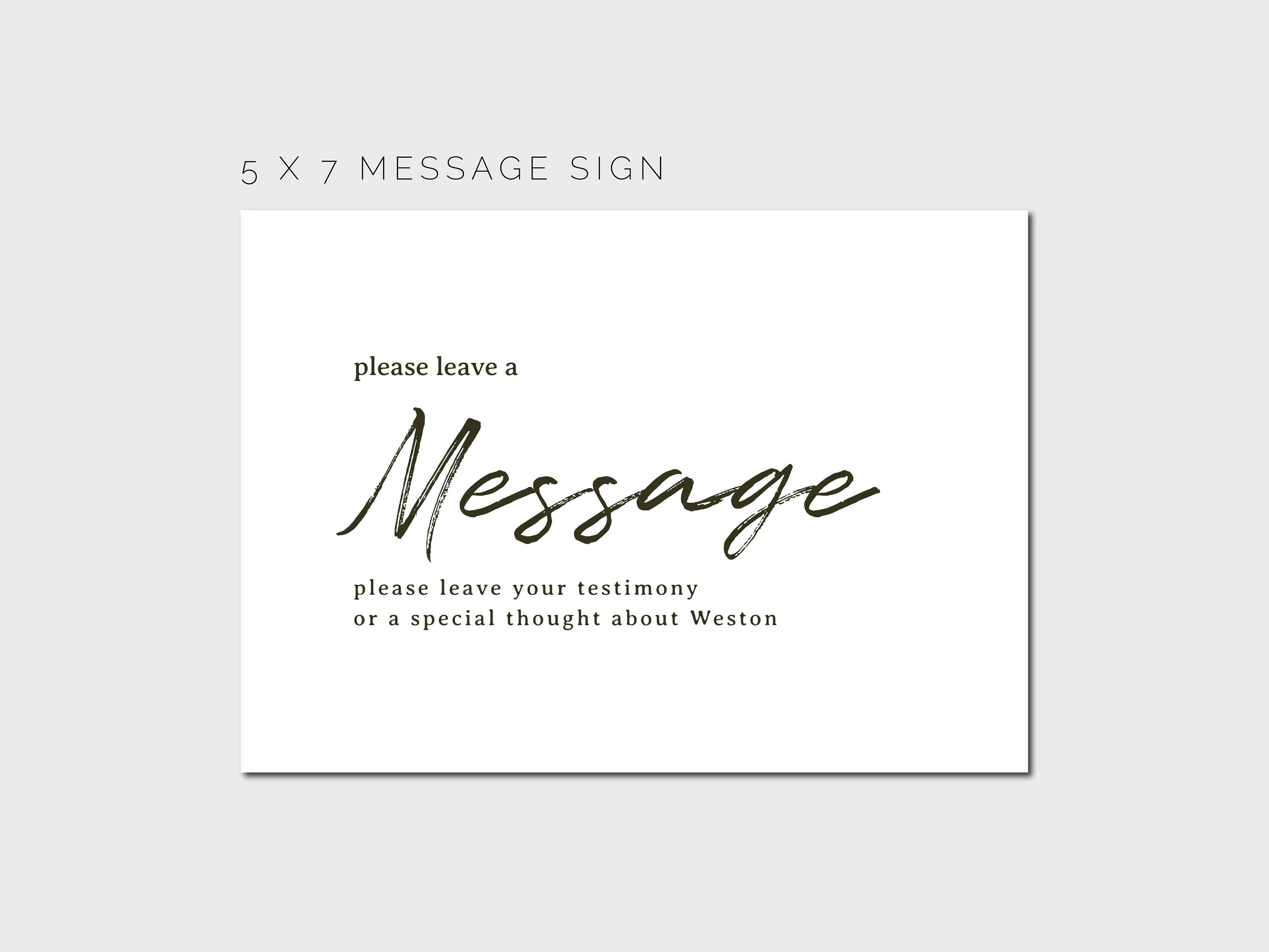LDS Baptism Message Card Template Simple Modern Message Sign Baptism ...