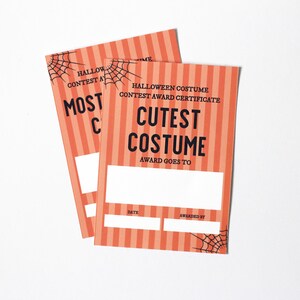Halloween Costume Awards, Costume Contest Certificate Printable, Halloween Party Activity, Adult Costume Contest, Cute Kids Costume Award