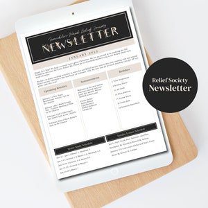 LDS Relief Society Newsletter Template | Printable LDS Newsletter Instant Download | Printable Newsletter Template