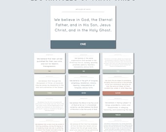 Articles Of Faith Cards Printable  - LDS Primary Room Decor - Instant Download