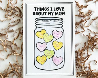 Tarro "Cosas que me encantan de ti" para el Día de la Madre, actividad infantil, recuerdo imprimible (descarga digital)