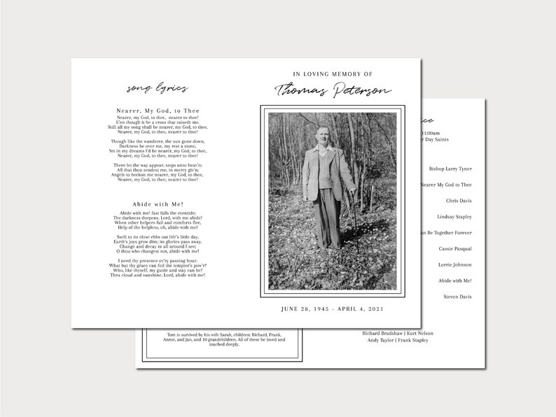 LDS Funeral Program Memorial Service Program Order of Etsy Canada