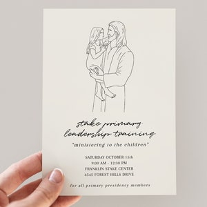LDS Primary Invitation | Primary Leadership Training Invite | Simple Modern Invitation with Jesus and Child