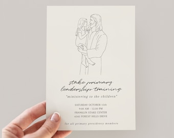 LDS Primary Invitation | Primary Leadership Training Invite | Simple Modern Invitation with Jesus and Child
