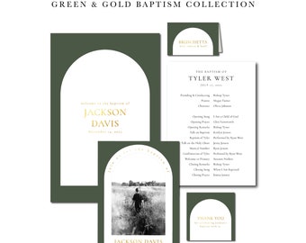 LDS Baptism Bundle | Boy LDS Baptism Kit | Baptism Printables | Baptism Decor | Green & Gold Baptism Collection
