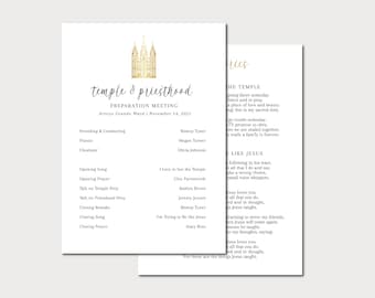 Temple and Priesthood Preview Program | LDS Temple & Priesthood Preview | Editable Template: 5X7 Instant Download