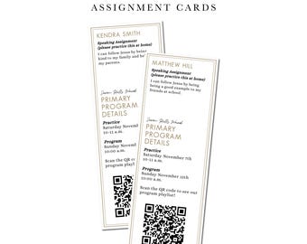 LDS Primary Program Speaking Part Card, Primary Assignment Practice, Home Practice Sacrament Presentation, QR code