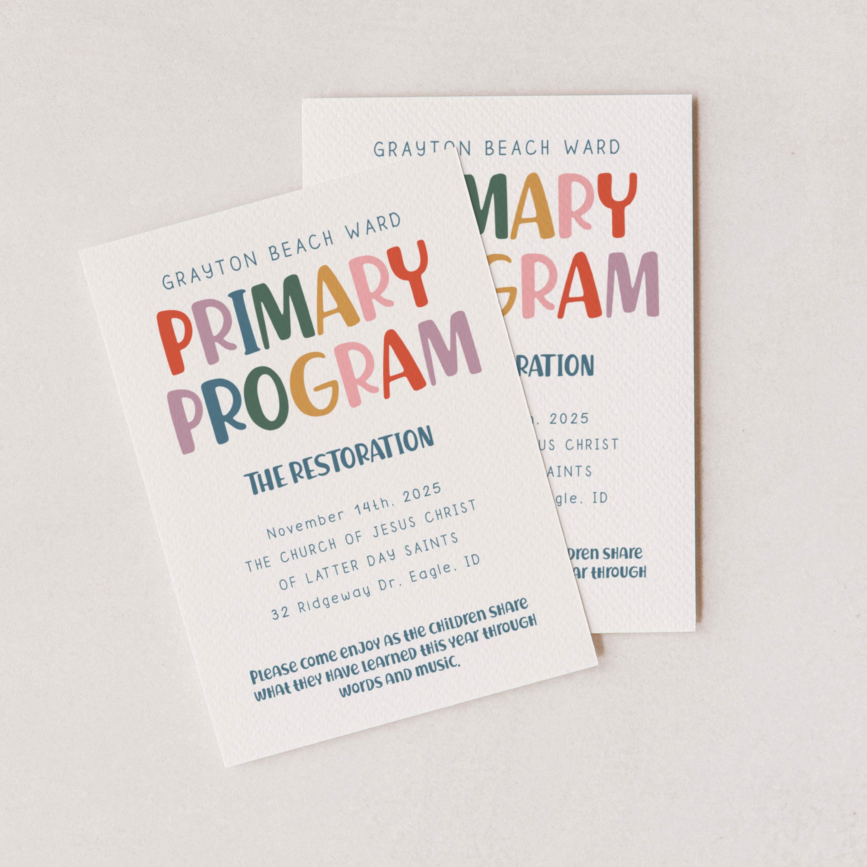 LDS Primary Program Invitation, Primary Presentation Flyer, Editable ...