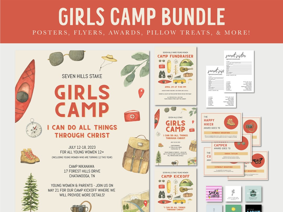 LDS Girls Camp Bundle | Young Women's Camp Printables | Girls Camp ...