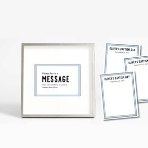 Signe de message de baptême LDS et modèle de carte, signe d'écritures de baptême imprimable, décor de baptême de garçon moderne simple, laissez un message modifiable