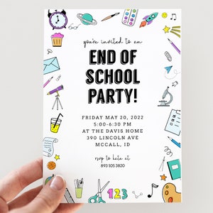 Invito alla festa di fine anno, Invito alla festa dell'ultimo giorno di scuola, Invito alla festa scolastica, Invito alla festa in classe