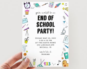 End of Year Party Invitation, Last Day of School Party Invitation, School Party Invitation, Classroom Party Invitation