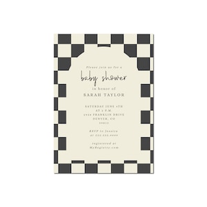 Checkers Baby Shower Invitation | Checkerboard Baby Shower Invite | Neutral Baby Shower Invite | Beige Baby Shower Invitation
