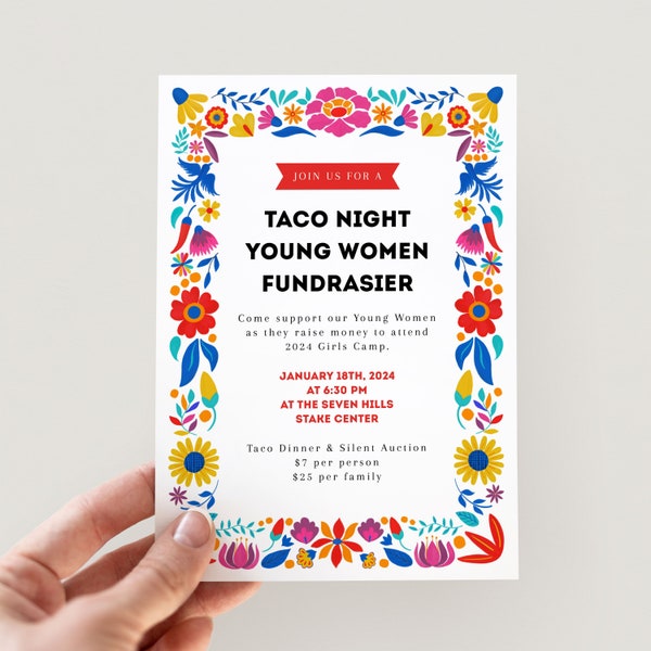 Taco Dinner Fundraiser Flyer | Taco Fiesta invitation fundraiser | Mexican Food fundraiser invitation | printable invite | digital download