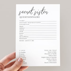 Secret Sister Questionnaire LDS Girls Camp Printable Secret Sister Survey Young Women&#39;s Camp LDS Young Women Get to Know You Survey