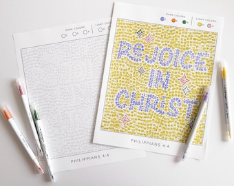 Rejoice in Christ 2027 Color by Letter | LDS Youth Theme Coloring Page Activity | Young Women's | Philippians 4:4 Adult Coloring FSY