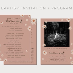 Boho Daisies LDS Baptism Invitation + Program Bundle | Modern Girl LDS Baptism