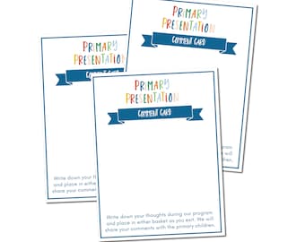Primary Presentation Comment Card| LDS Primary Presentation Sacrament Program Commend Card  | Primary Program Comment Card