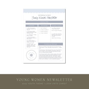 2025 LDS Young Women Newsletter, LDS Young Women Printable, YW Newsletter, Young Women Editable Digital Newsletter