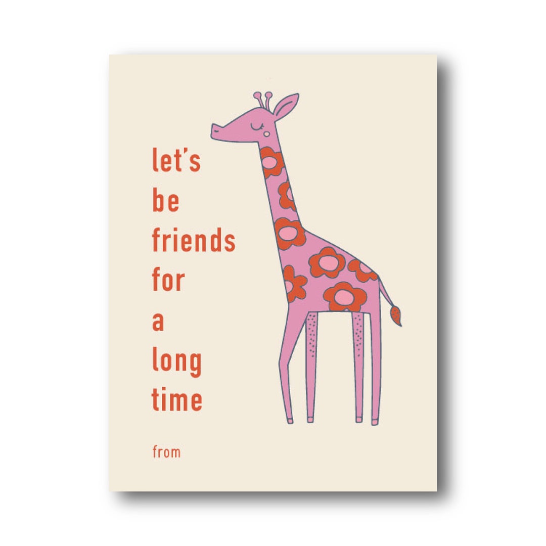 Printable Valentine Card, Giraffe Valentine Card, Printable Classroom ...