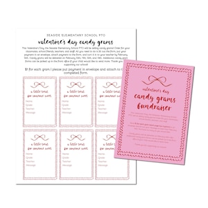 Valentine's Day Candy Gram Flyer Template, School Fundraiser, Editable PTO PTA Event Flyer Order Form Valentine Grams