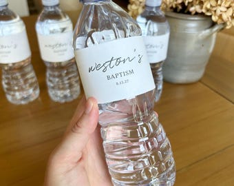 LDS Baptism Water Bottle Label Template, Printable Black and White Simple Bottle Wrap, Editable Water Tag, Digital Download