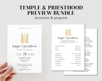 Temple and Priesthood Preview Preparation Bundle | Temple and Priesthood Preview Meeting Invitation and Program