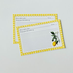Lemon Printable Vintage Retro Recipe Cards 4x6 PDF Retro Kitchen Decor DIY Recipe Template Instant Download Antique Style Recipe Cards