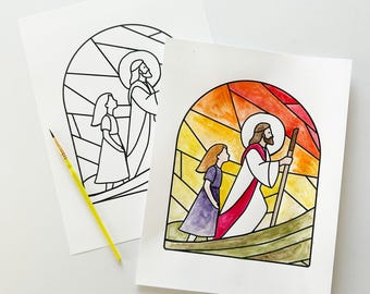 Actividad para colorear vitrales "Camina conmigo", tema juvenil SUD 2026 (PDF imprimible)