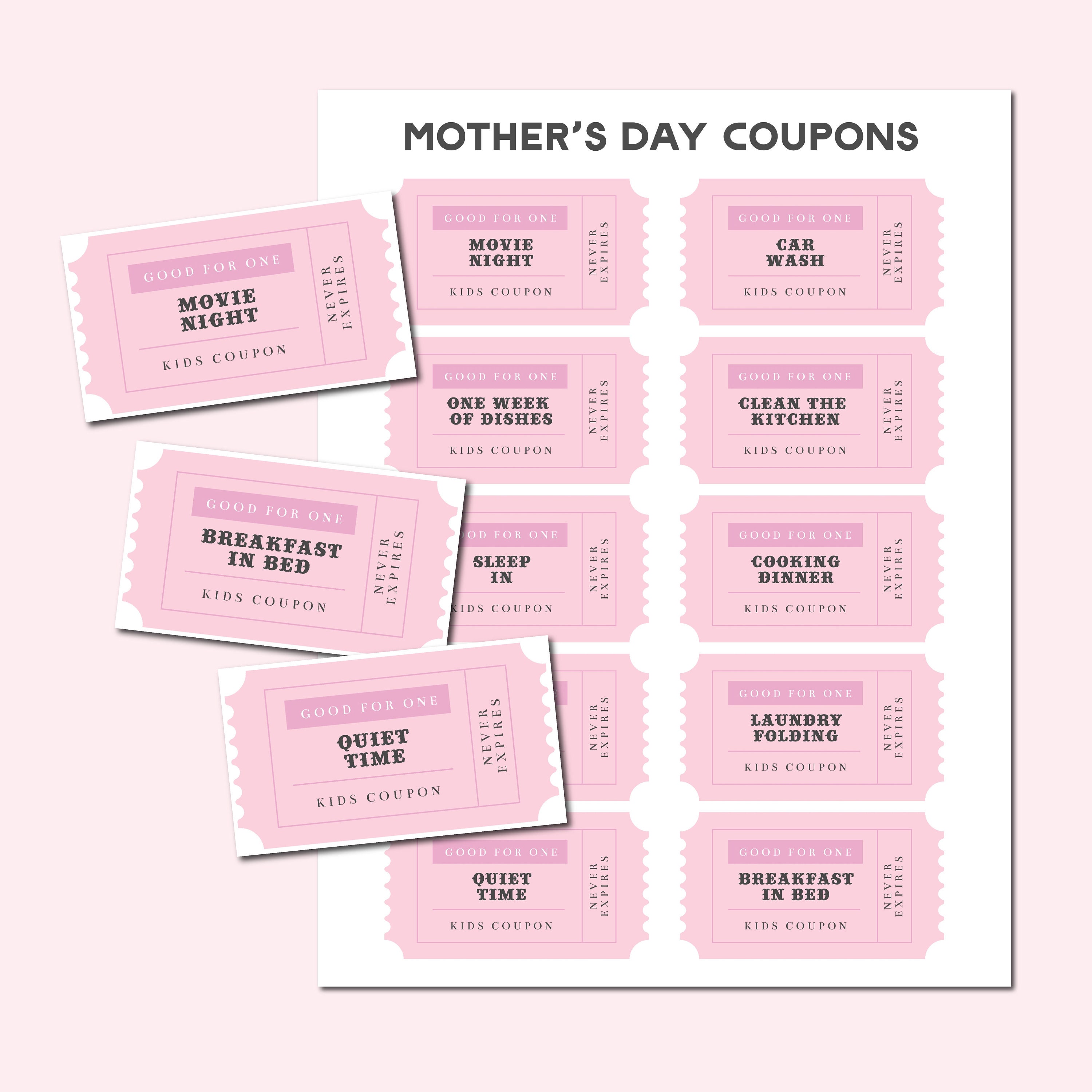 Mother's Day Coupon Birthday Coupon Book Template Kids Mothers Day ...