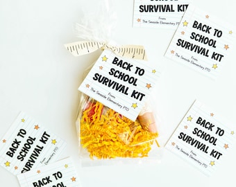 Back to school survival kit printable tag for teacher, first day of school gift from student, teacher survival kit tag, PTO PTA Templates