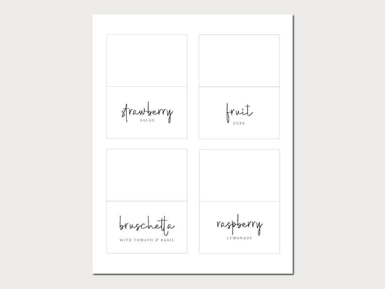 Minimalist Buffet Card Template Buffet Cards Food Labels - Etsy