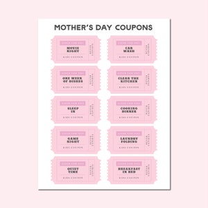 Mother's Day Coupon | Birthday Coupon Book Template | Kids Mothers Day ...