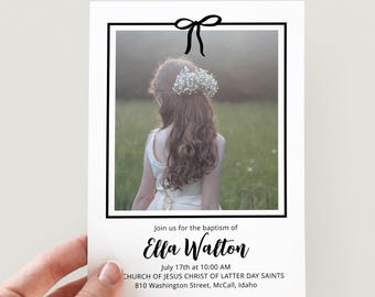 baptism invitation girl lds, announcement printable instant download, simple modern gender neutral invite, lds primary printables baptism