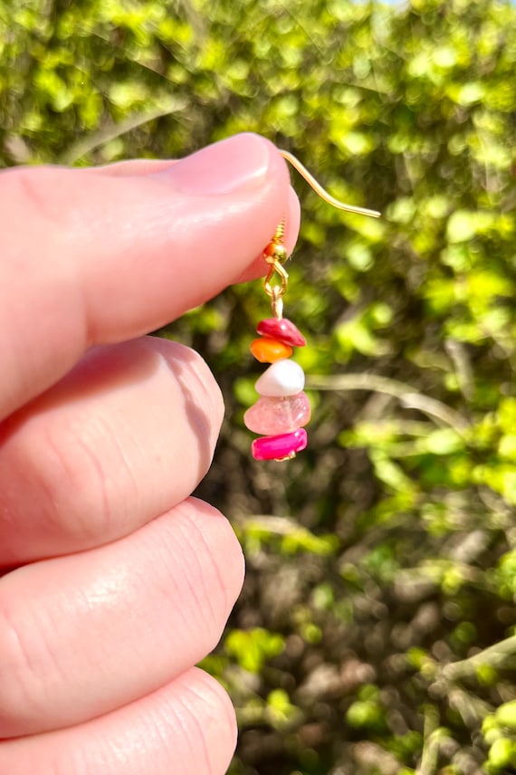 ピアス 14K Pink Gold Bright T One-Touch Earrings Blush Pink Tourmaline Diamond Solid 14KG Hoop Earrings