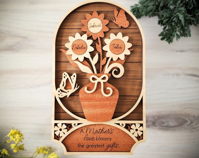 Personalized Flower Family Gift For Mom Or Grandma